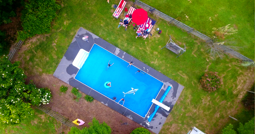 Drone Picture of a house pool