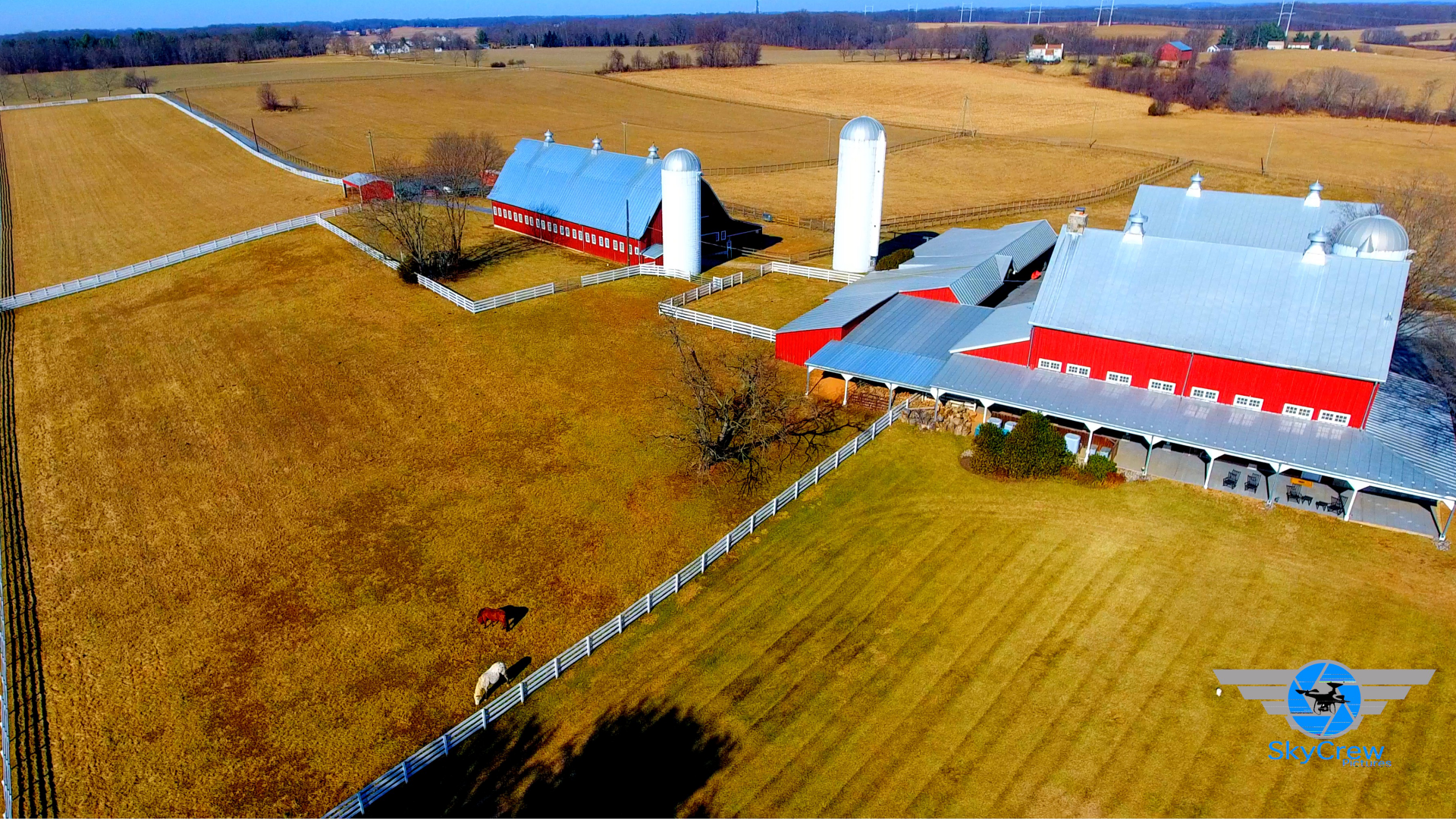 Aerial view for a farm/events venue