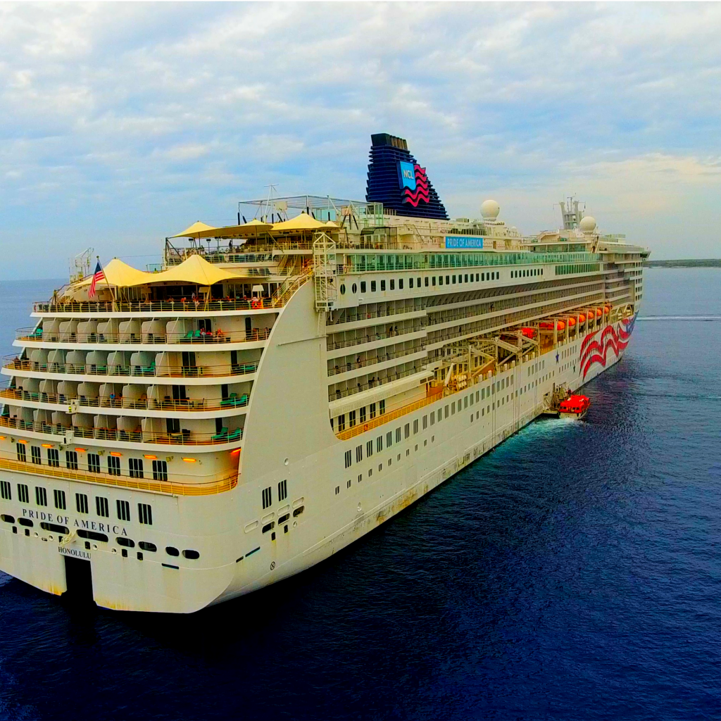 Cruise ship aerial photo